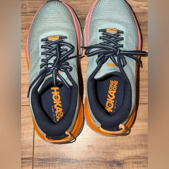 Hoka One One Bondi 7 Women's Blue Haze Orange Pink 1110519 BHBI Size 7.5 - Picture 2 of 11